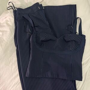 PRINCESS POLLY BRIANA SET NAVY PINSTRIPE